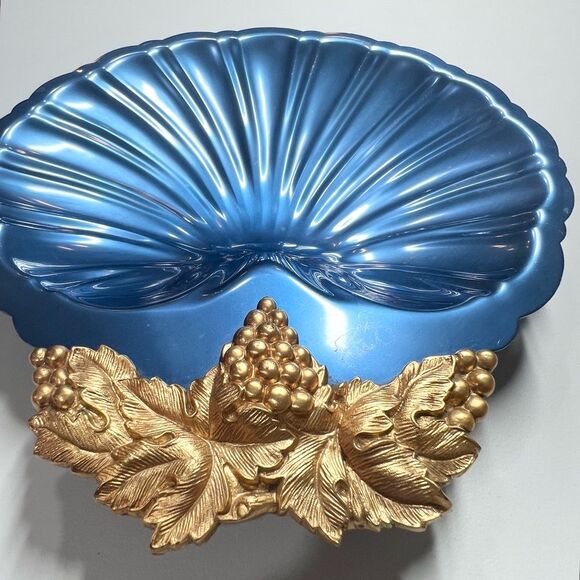 McClelland Barclay by Dodge Aluminum Shell Decorative Dish with Grape Clusters - Picture 1 of 15